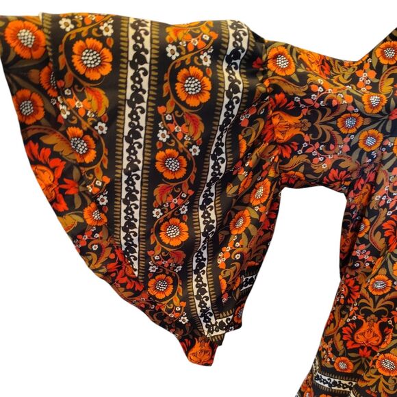 Relativity VTG Floral Tunic 3/4 Double Ruffled Sleeves Bead Work Size XL - Picture 8 of 11